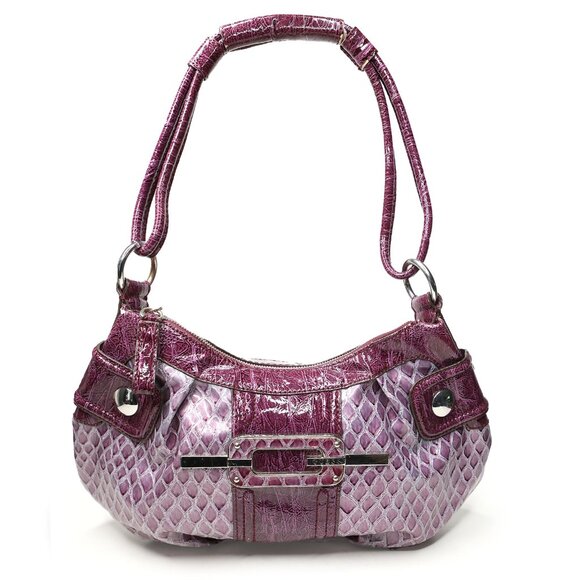 Vintage Y2K Guess Purple Croco Embossed Shoulder Bag Handbag Faux Leather Retro - Picture 2 of 14